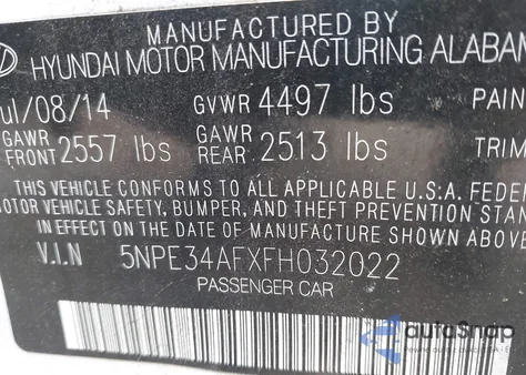 2015 Hyundai Sonata Sport from USA, damaged, VIN 5NPE34AFXFH032022